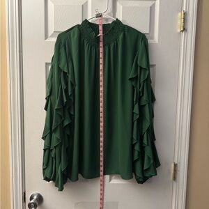 Elegant Green Ruffle Sleeve Top
